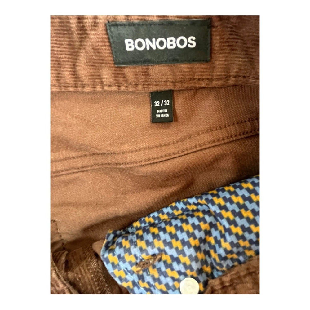 Bonobos Men's Brown Corduroy Chino Pants Slim Fit Flat Front Waist 32" - Picture 3 of 3